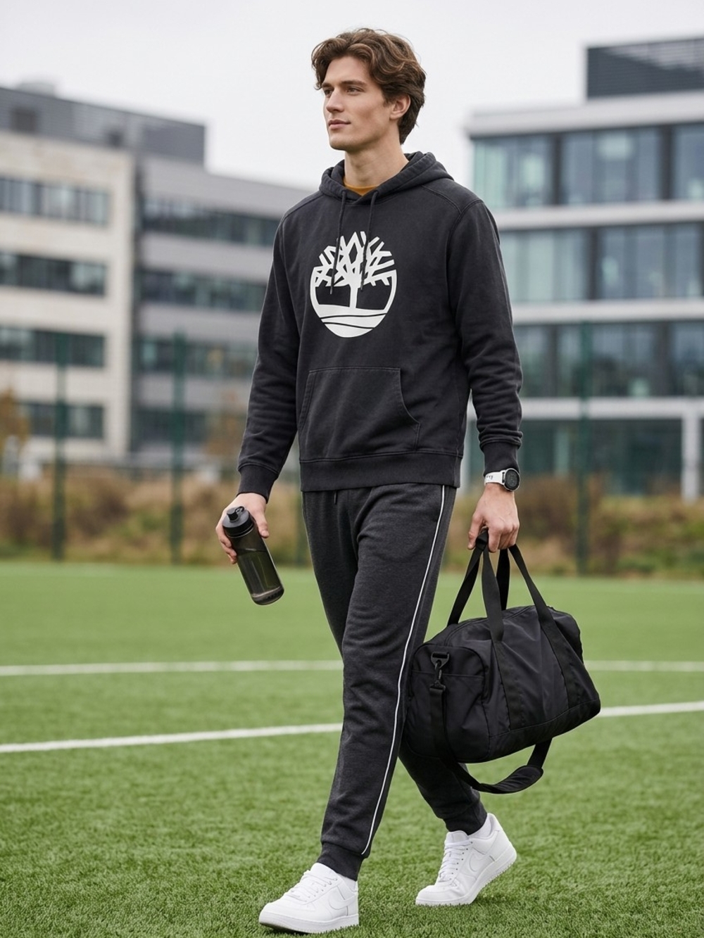 Timberland Men's Lg Black Logo Pullover Hoodie Regular Fit Sweatshirt
